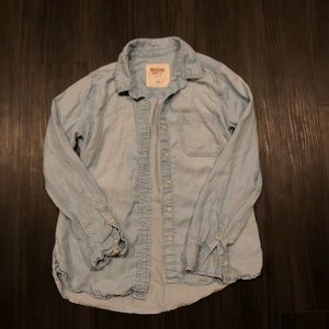 Denim-wash button down shirt